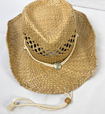 Walt Disney World Straw Cowboy Cowgirl Western Hat with Micky Medallion-image