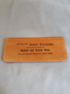Vtg John Krauss Basket and Willow Ware Leather  Pocket Notebook 5.25