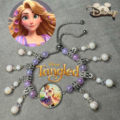 RAPUNZEL Tangled Handmade Silver Slider Cabochon Charm Bracelet/Jewelry ✨ NEW-image
