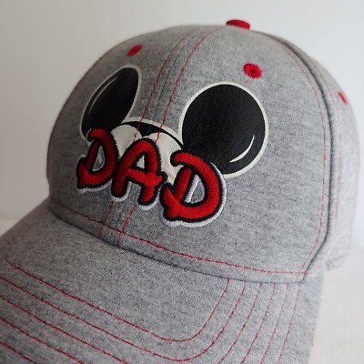 Disney Dad Mickey Mouse Adjustable Baseball Cap Hat Grey Embroidered One Size-image