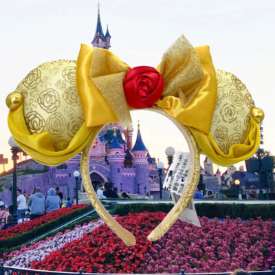 US Disney‘Parks Minnie Mouse Bow Mickey Belle Beauty and the Beast Ears Headband-image