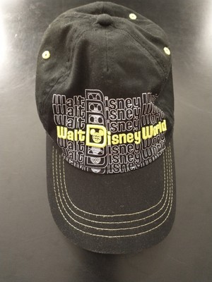 WALT DISNEY WORLD Logo Hat Adult Mens Black Strap Back Cap Adjustable CLEAN EUC-image