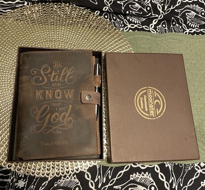 NEW Moonster Vintage Bound Handmade Leather Notebook Journal Brown Psalm 46:10-image