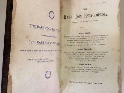 The RARE COIN Encyclopedia  by Wm Von Bergen  --  leather 1901  illust  116pp-image