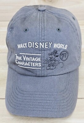Walt Disney World Hat Cap Strap BackTrue Vintage Characters Mickey Mouse 71 Gray-image