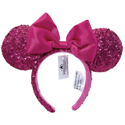 Disney-Parks Minnie Ears Cute Bow Magenta Hot Pink Minnie Sequin Orchid Headband-image