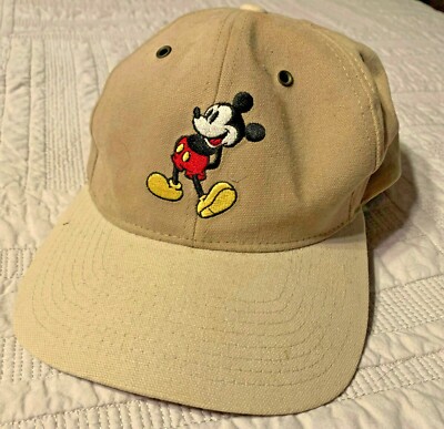 MICKEY MOUSE WALT DISNEY WORLD BASEBALL HAT LIGHT BROWN PARKS ADJUSTABLE STRAP-image