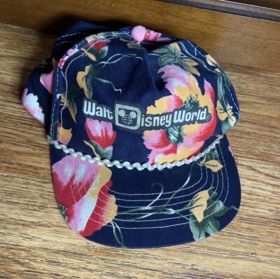 Vintage Walt Disney World Floral Hawaiian Snapback Cap Adjustable Hat Souvenir-image