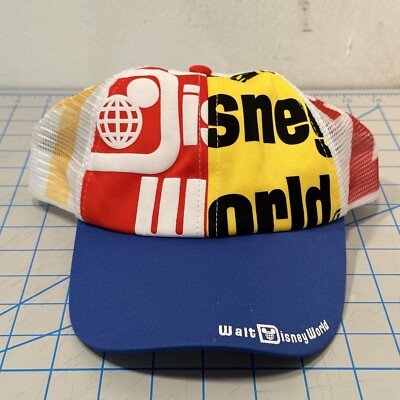 Walt Disney World Color Block Red Yellow Blue Trucker Hat Snapback Mesh Cap 2021-image