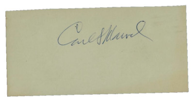 RARE! “Polymer Chemistry Pioneer” Carl Marvel Hand Signed 2.25X5 Card-image