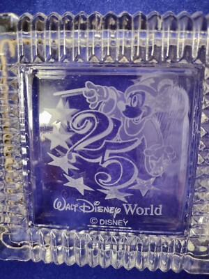 Walt Disney World 25th Anniversary Clear Glass Trinket Box  Mickey Mouse 1996-image