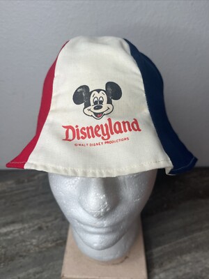 Vintage 1970s Walt Disneyland Mickey Mouse 6-Panel Bucket Hat Red White & Blue-image