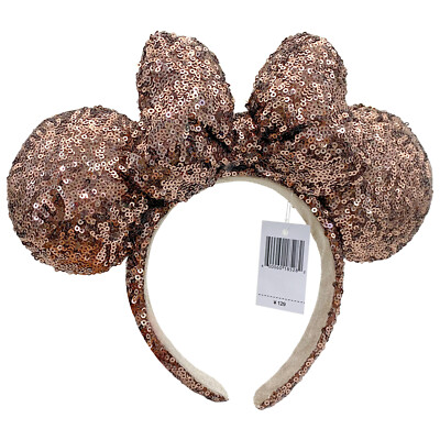 Japan Tokyo Disney Resort Ears Headband Minnie limited Ribbon Sequin brown-image