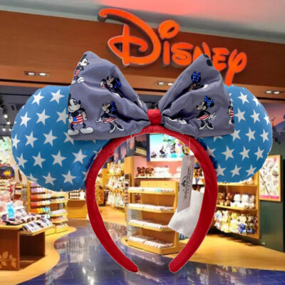 Disney’Parks Shanghai Minnie Ears Blue Star Mickey Mouse Rare Headband-image