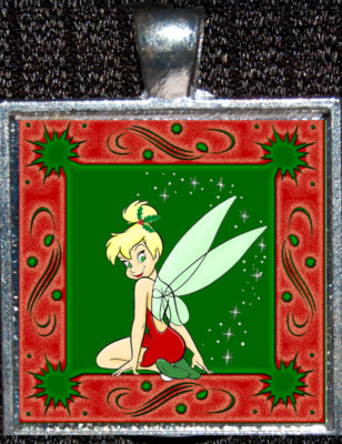 Tinkerbell Peter Pan Fairy Pixie Christmas Disney WDW Silver Pendant Necklace-image