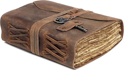 TAG  Vintage stye Leather-Bound Journal Tie closure - key trim-image