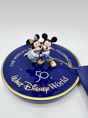 Walt Disney World 50th Anniversary Mickey Minnie Trinket Dish Jewelry Tray NWT-image