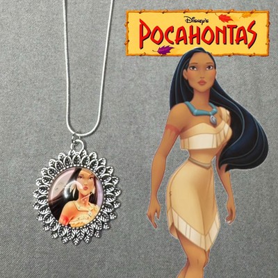 POCAHONTAS INDIAN 925 Silver Necklace & Handmade Cabochon Pendant Jewelry ✨ NEW-image