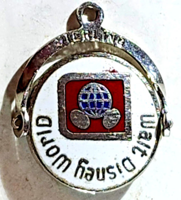 Vtg Sterling Silver ENAMELED WALT DISNEY WORLD SPINNER #4 Bracelet Charm, 1.95g-image