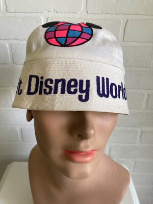 Vtg 70s 80s Walt Disney World Beanie Bucket Hat Black Light Florescent 21