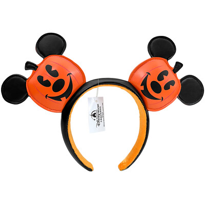 Disney-Resort Halloween Mickey Mouse Pumpkin Jack-O-Lantern Ears Headband Orange-image