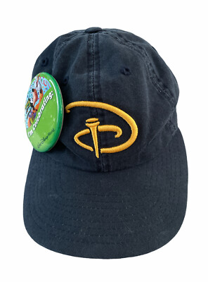 Vtg Walt Disney World Golf American Needle Navy Adjustable Baseball Hat w/ Pin-image