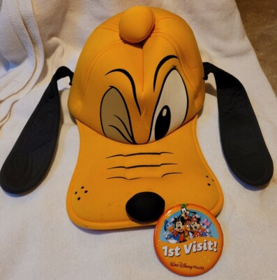 Walt Disney World PLUTO 3D Hat Cap Long Ears Bill Goofy Floppy FUN + Pin Vintage-image