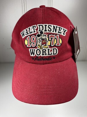 Disney Mickey Mouse Walt Disney World 1971 Red Authentic Baseball Hat Cap New-image