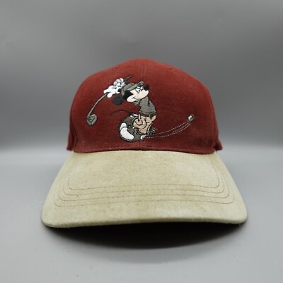 VTG Walt Disney World Strapback Hat Cap Adult Red Black Mickey Mouse 90’s Men's-image