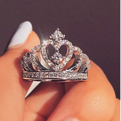 SIZE 8 SILVER PRINCESS CROWN RING JEWELRY WALT DISNEY WORLD CINDERELLA MICKEY-image