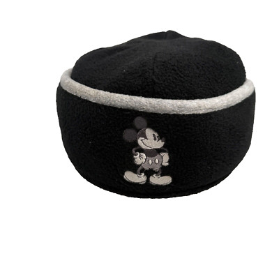 Mickey Mouse Black & White Beanie Walt Disney World Adult Hat Embroidered EUC=-image