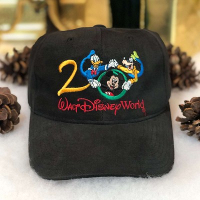 Vintage 2000 Walt Disney World Mickey Mouse Donald Duck Goofy Strapback Hat Cap-image