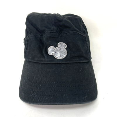 Disney Parks Cadet Newsboy Hat Cap Women’s Black with Silver Sequin Mickey-image