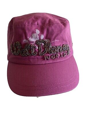 Walt Disney World Mickey Mouse Beaded Purple Fuchsia Pink Cadet Military Cap Hat-image