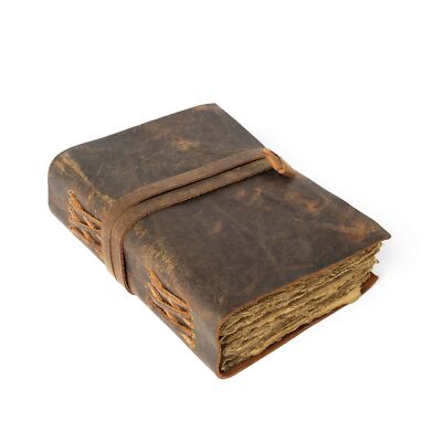 Leather Journal-Vintage Leatherbound Journal - Handmade Antique Deckle Edge P...-image