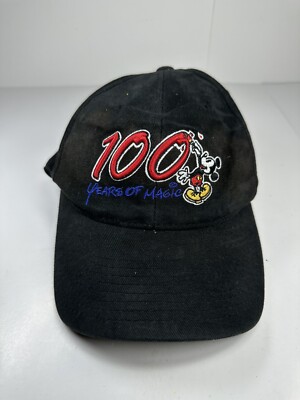 Walt Disney World Baseball Hat Cap 100 Years Of Magic Mickey Mouse Black Suede-image