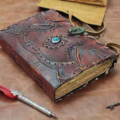 Vintage Leather Journal with Spell Eye Journal Hocus Pocus Book of Shadows -image