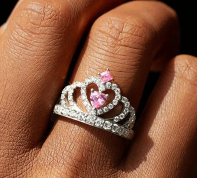 SIZE 6 SILVER PRINCESS CROWN RING JEWELRY WALT DISNEY WORLD CINDERELLA MICKEY-image