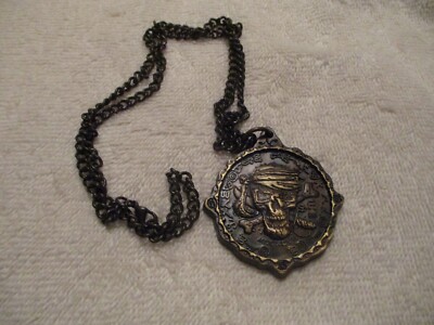 WALT DISNEY WORLD Pirates of the Caribbean Medallion Coin Skull Necklace-image