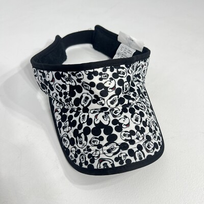 Disney Mickey Mouse Expressions Sun Visor Adult Hat Black & White Soft Cushioned-image