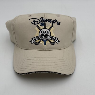 Disney’s 99 Holes of Golf Adjustable Buckle Hat Tan Golfer Cap Walt Disney World-image