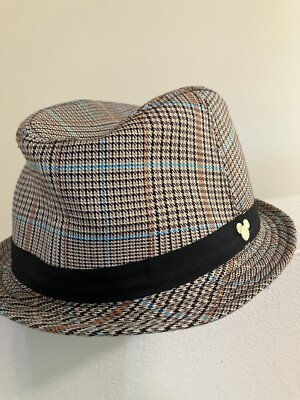 New Walt Disney World Disneyland Resort Tweed Plaid Fedora Micky Mouse Logo Hat-image
