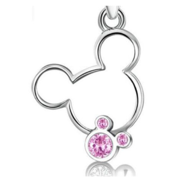 NEW SILVER PL PINK MICKEY NECKLACE WALT DISNEY WORLD DISNEYLAND JEWELRY MINNIE-image