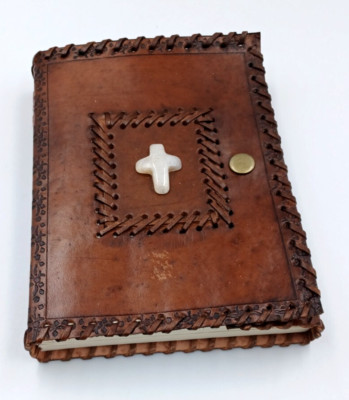 Journal Leather Bound with stone cross and snap closure-image