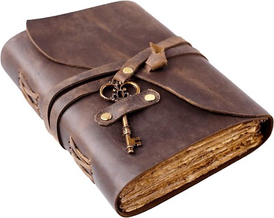 Vintage Leather Journal Antique Handmade Deckle Edge Vintage Paper Leather Bound-image