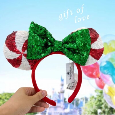 Lollipop Rare Gift Candy Cane Cutie Sequins Minnie Ears Disney Parks Headband-image