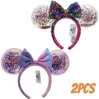 Shanghai Disney-Pink Puple Bow Sequins Confetti Star ears Colorful Bow Headband-image