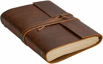 Rustic Handmade Vintage Leather Bound Journal for Men and Women 300 Pages 7.5X10-image