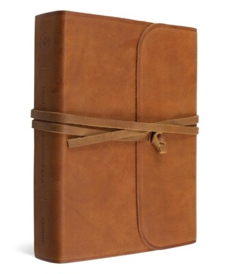 ESV Single Column Journaling Bible, Large Print, Cowhide Leather BRN, Flap Strap-image