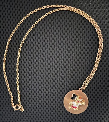 Vintage 24” Gold-toned Necklace Mickey Mouse Pendant Walt Disney World Rare-image